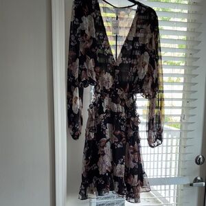 Floral V-Neck Chiffon Dress